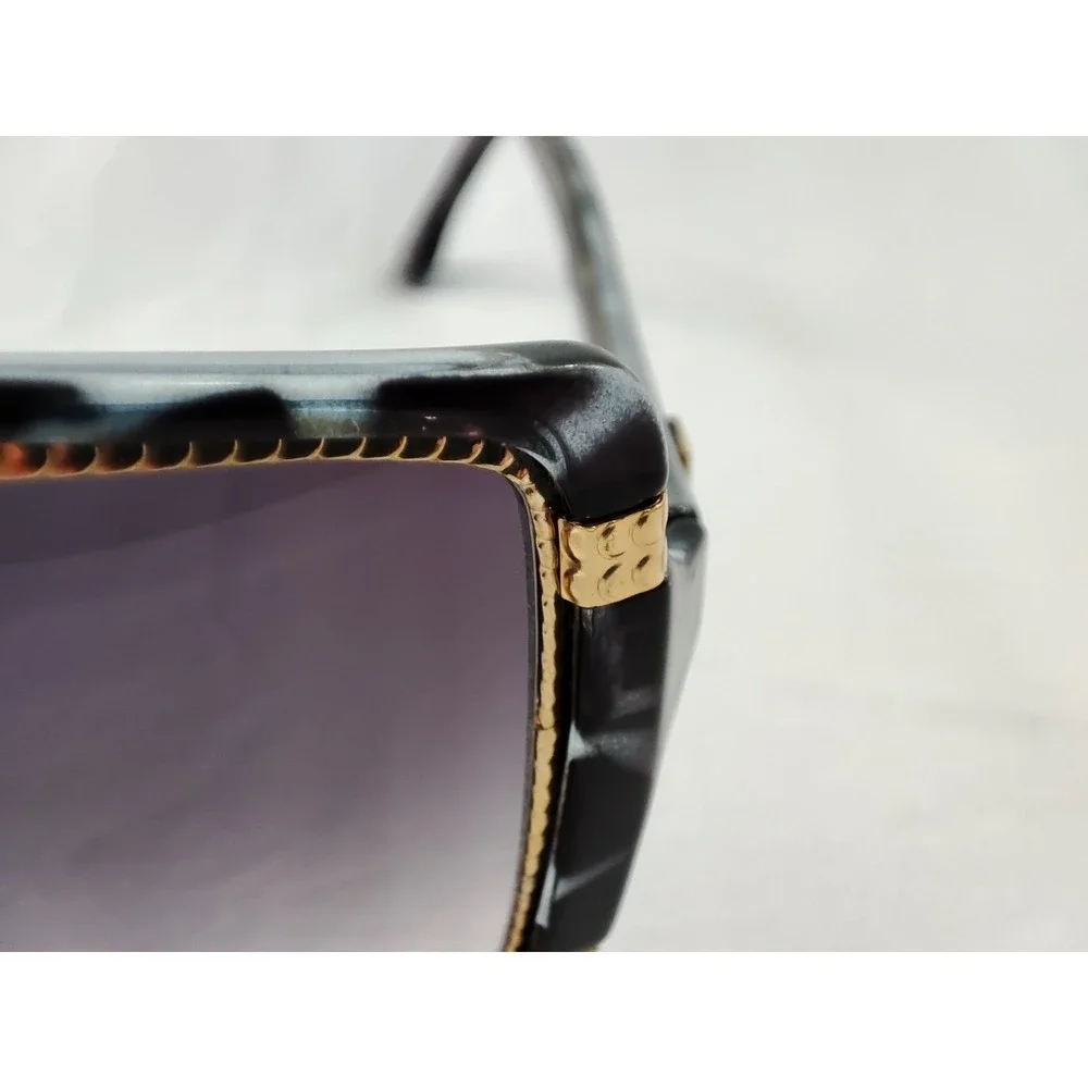 Vintage Ted Lapidus‎ Paris TL 15 09 Sunglasses 1970s France Grey Gold Oversized